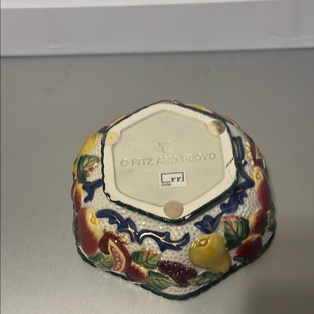 Fitz and Floyd Colorful Fruit Motif Bowl